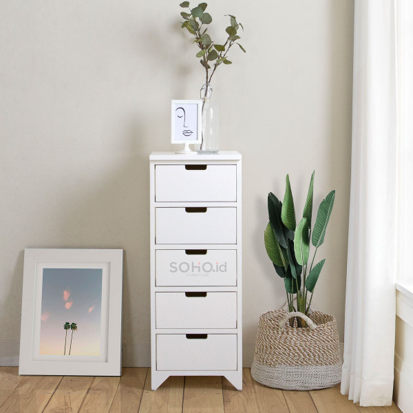 Lemari Laci - Silvia 5 Drawers Ivory