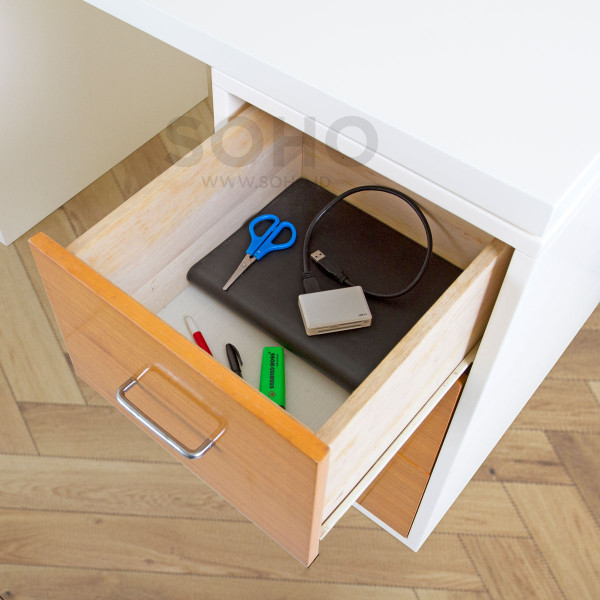 Meja Tulis - Marcelo Desk 3 Drawers Natural