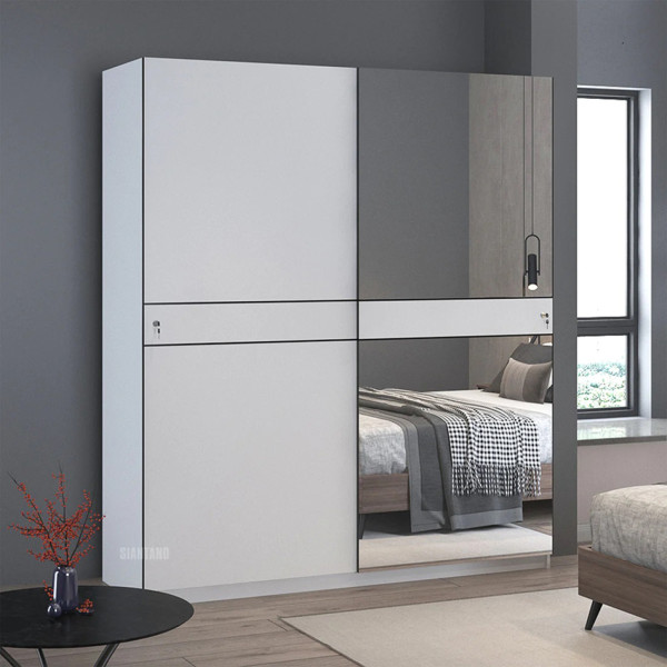 Lemari Pakaian - Lington Sliding Wardrobe White Glossy
