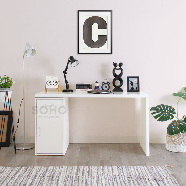 Meja Tulis - Marcelo Desk 1 Drawers Ivory