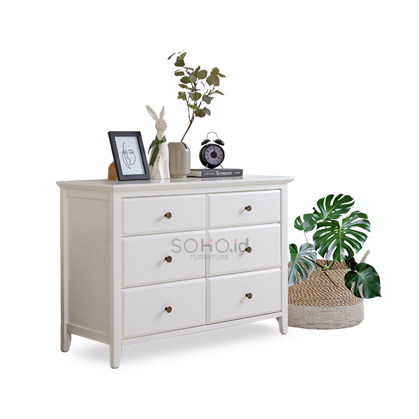 Lemari Laci - Ivy 6 Drawers Ivory