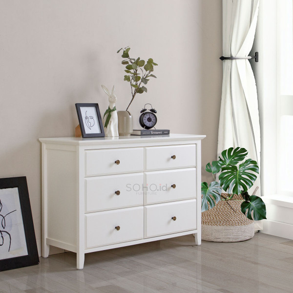 Lemari Laci - Ivy 6 Drawers Ivory