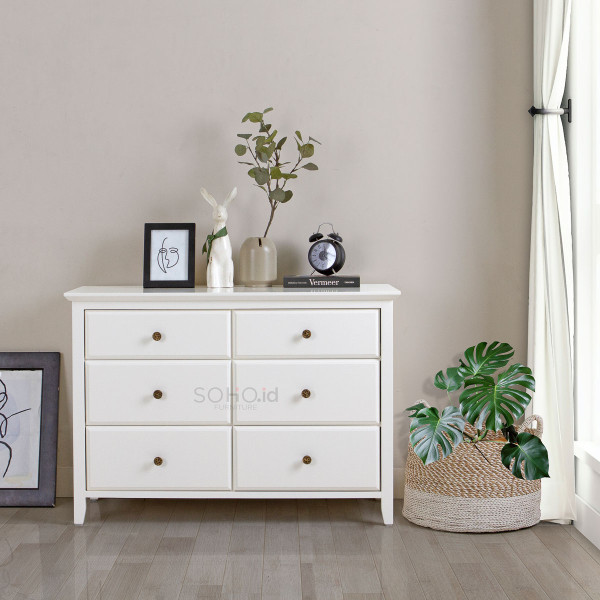 Lemari Laci - Ivy 6 Drawers Ivory