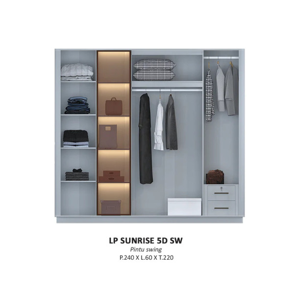Lemari Pakaian - Aurora Wardrobe 5D SW