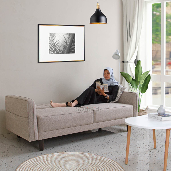 Sofa - Kenzo 2 Seater Sofa Bed Light Brown