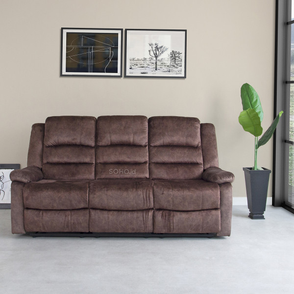 Sofa - Romero Sofa 3 Seat Recliner Brown