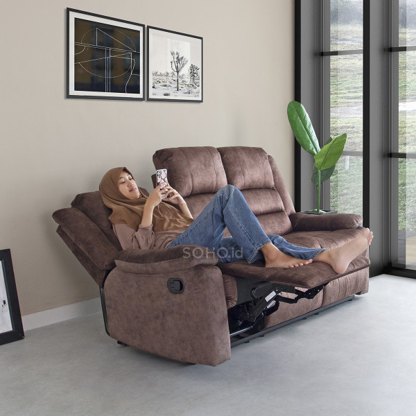 Sofa - Romero Sofa 3 Seat Recliner Brown