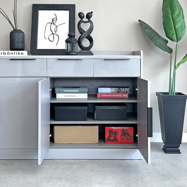 Kabinet - Calya Wooden Sideboard Grey