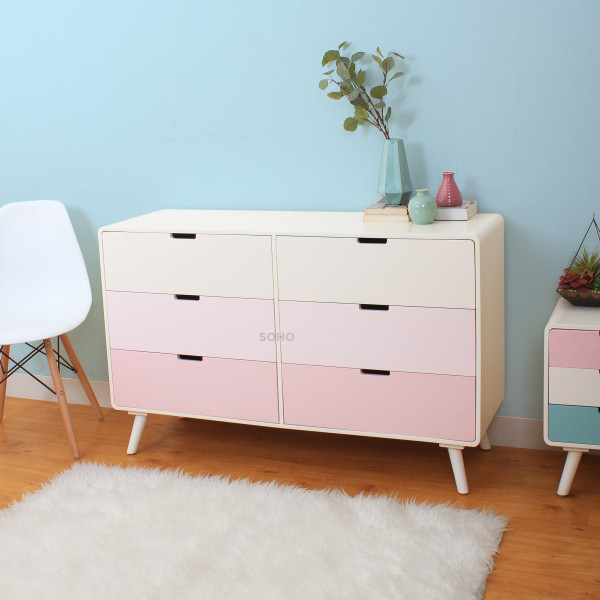 Lemari Laci - Sunny 6 Drawers Pink