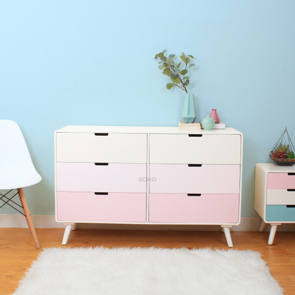 Lemari Laci - Sunny 6 Drawers Pink